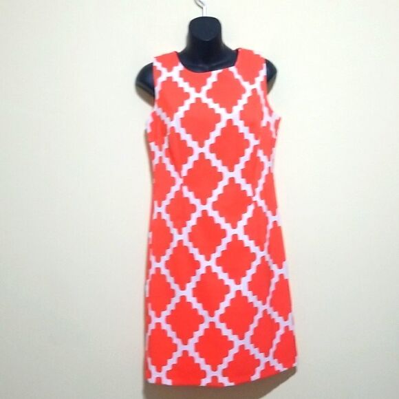 Ronini Orange Geometric Dress Sz 10 - Picture 2 of 8